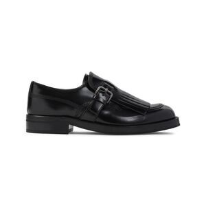 CHURCH S CHURCH'S Women's Black Leather Monk Strap Moccasins with Fringe Detail